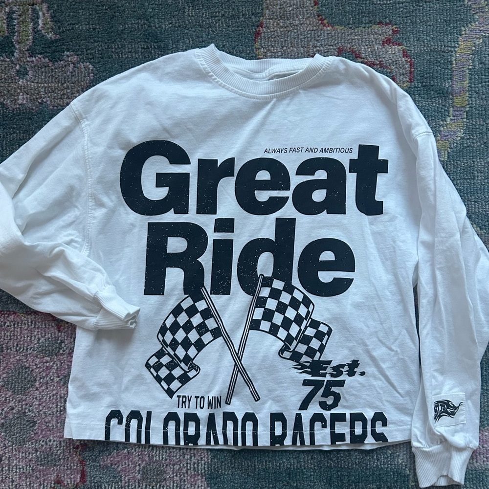Zara kids White 'Great Ride' Long Sleeve Shirt